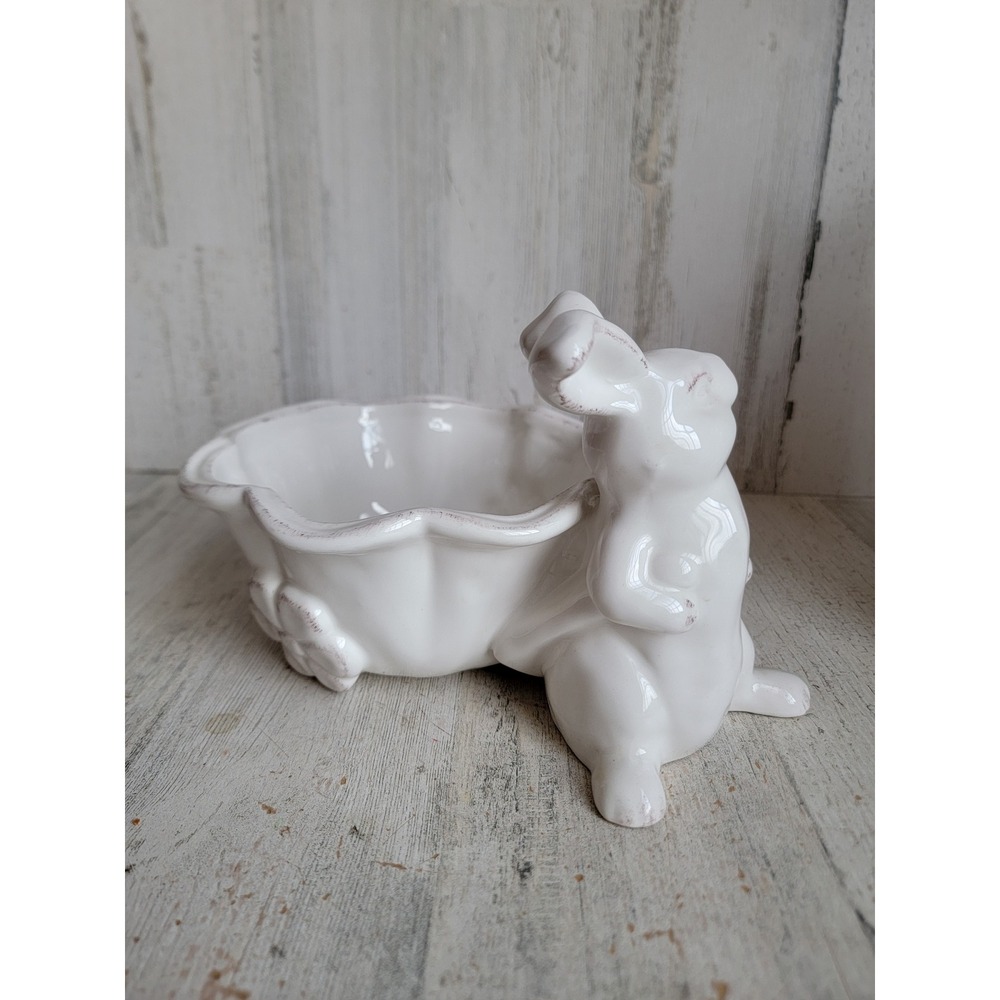 Pier one Easter Bunny bowl decorative‎ spring rabbit home decor white ceramic